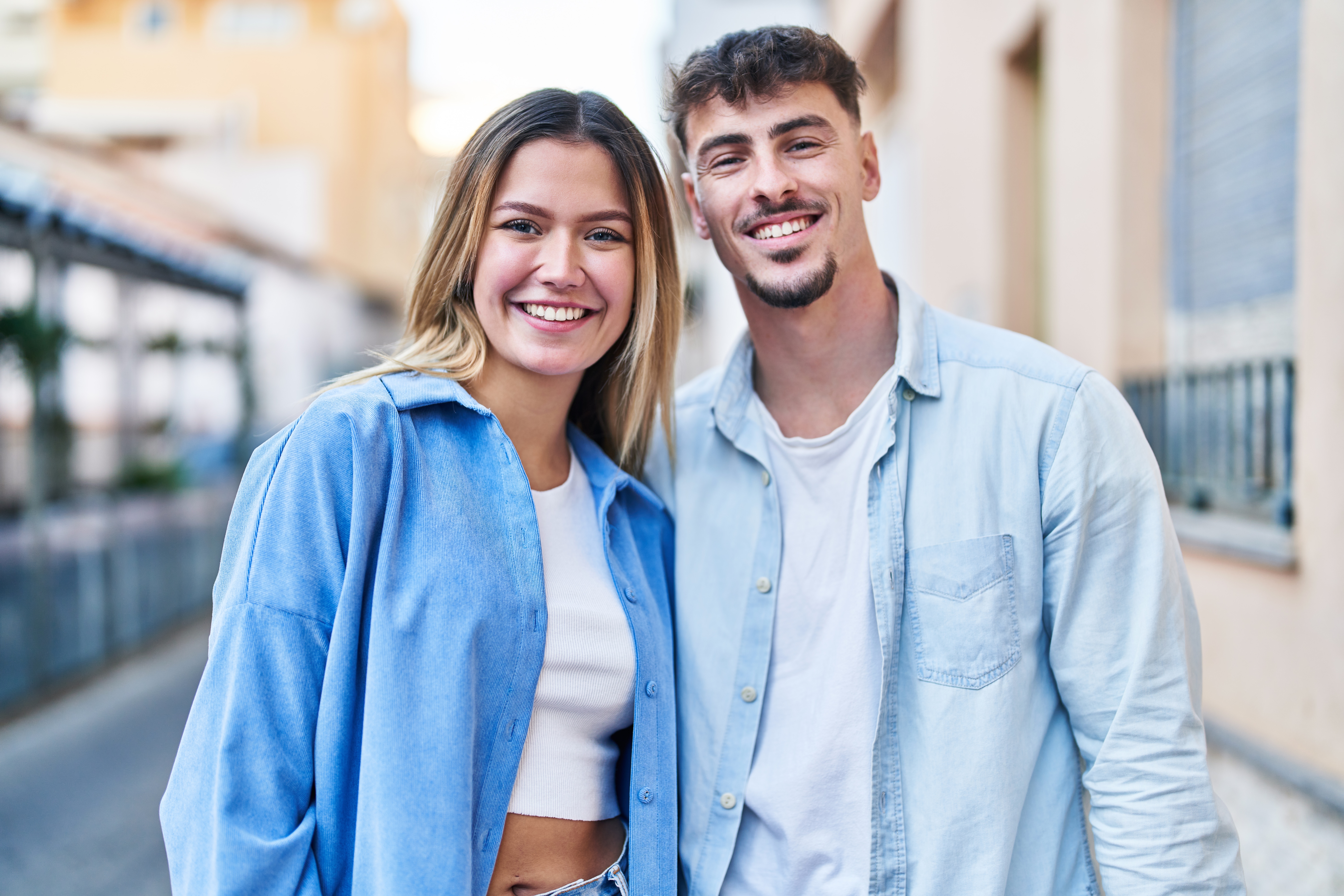 Young,Man,And,Woman,Couple,Hugging,Each,Other,Standing,At